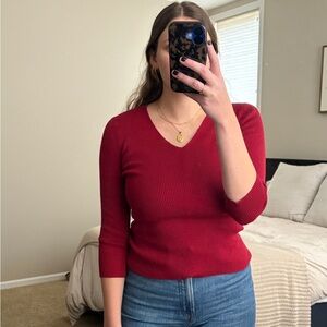 Merona Y2K Women's V-Neck Sweater in Red